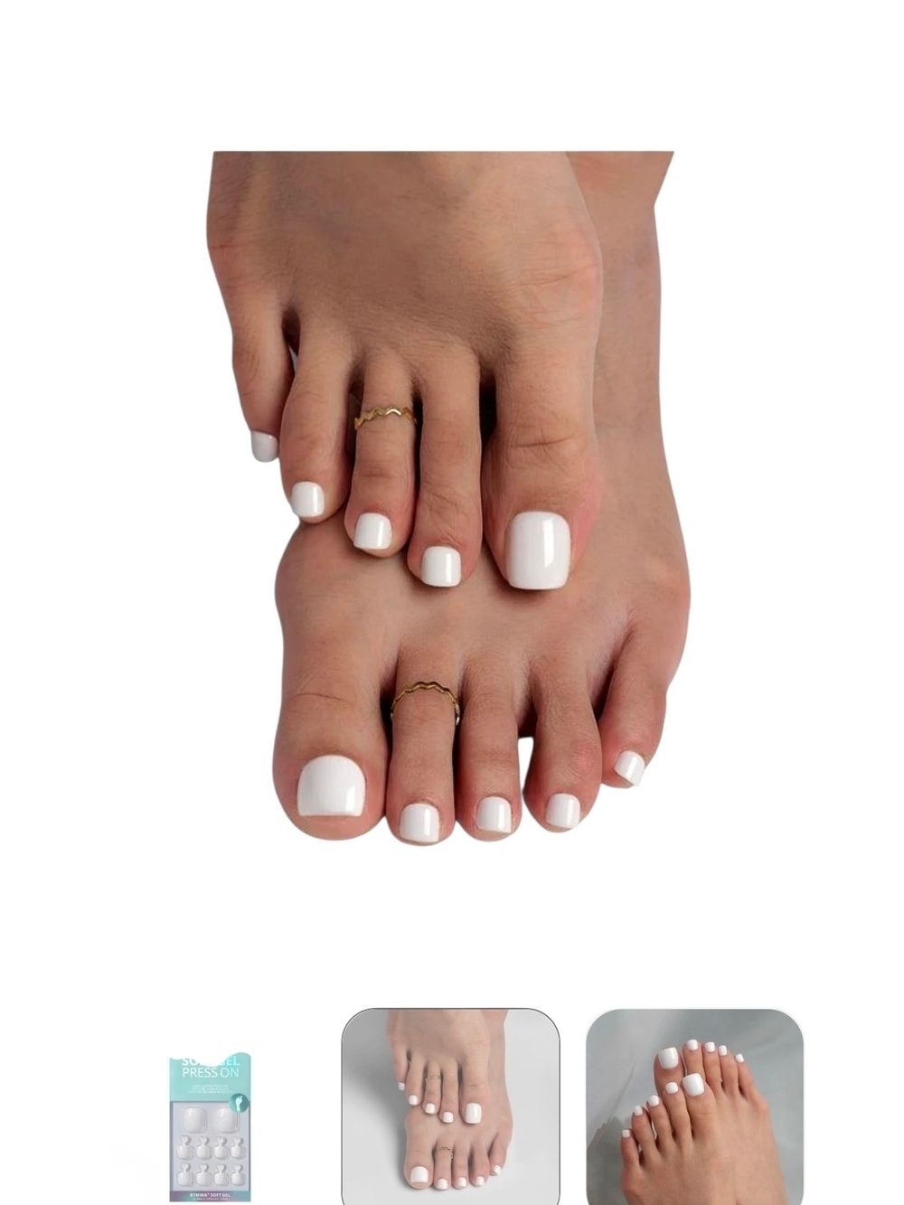 BTARTBOX Chic White Squoval Press-On Toenails